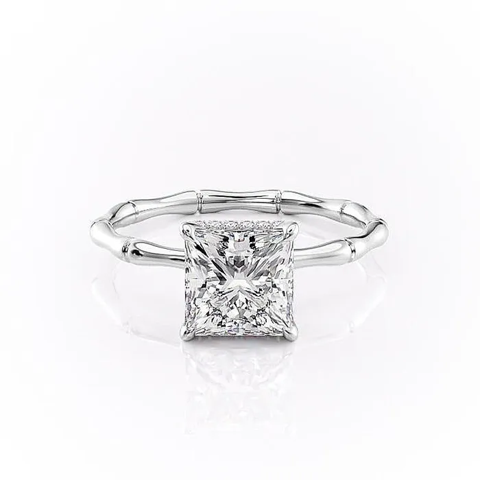Rings Flawless Moissanite Princess Cut Moissanite Ring With Hidden Halo