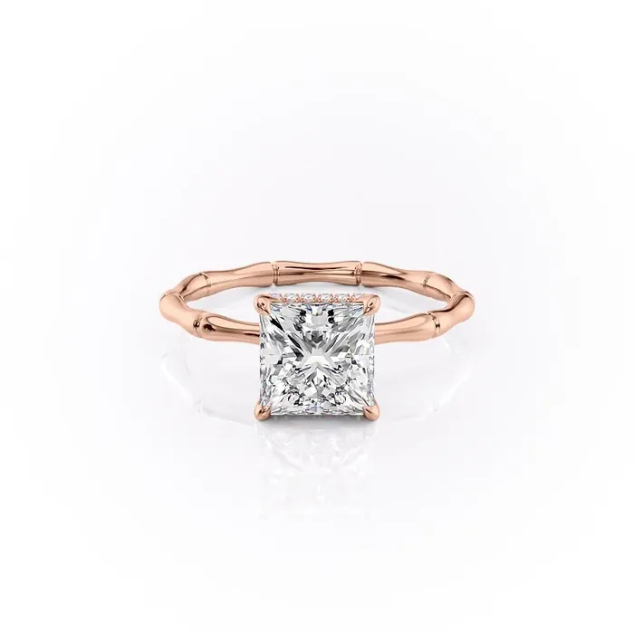 Rings Flawless Moissanite Princess Cut Moissanite Ring With Hidden Halo Rings Flawless Moissanite Princess Cut Moissanite Ring With Hidden Halo