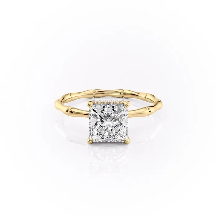 Rings Flawless Moissanite Princess Cut Moissanite Ring With Hidden Halo Rings Flawless Moissanite Princess Cut Moissanite Ring With Hidden Halo