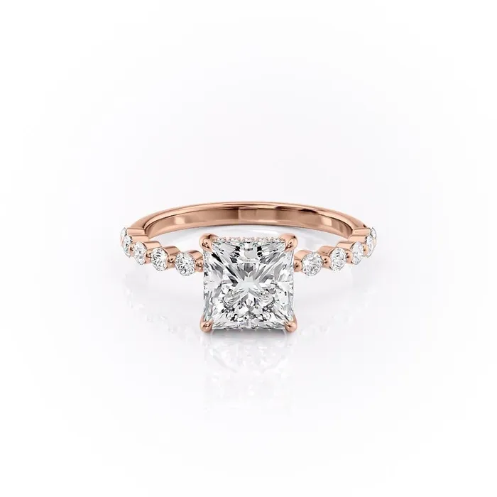 Rings Flawless Moissanite Princess Cut Moissanite Shoulder Set Ring With Hidden Halo Rings Flawless Moissanite Princess Cut Moissanite Shoulder Set Ring With Hidden Halo