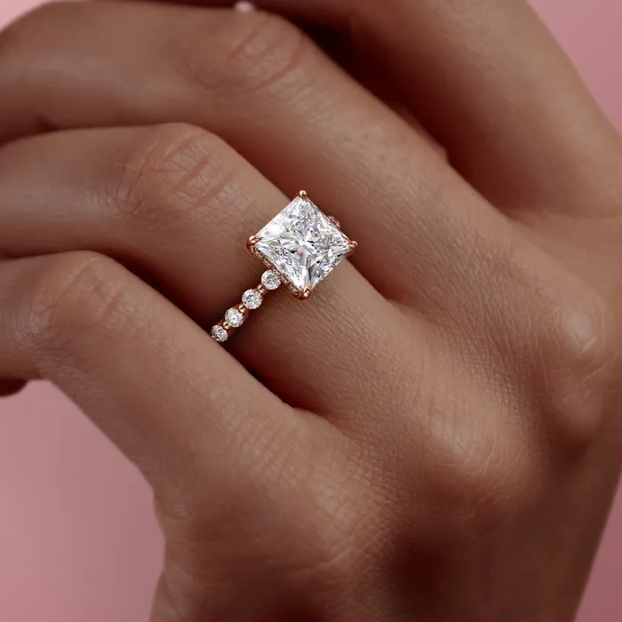 Rings Flawless Moissanite Princess Cut Moissanite Shoulder Set Ring With Hidden Halo Rings Flawless Moissanite Princess Cut Moissanite Shoulder Set Ring With Hidden Halo