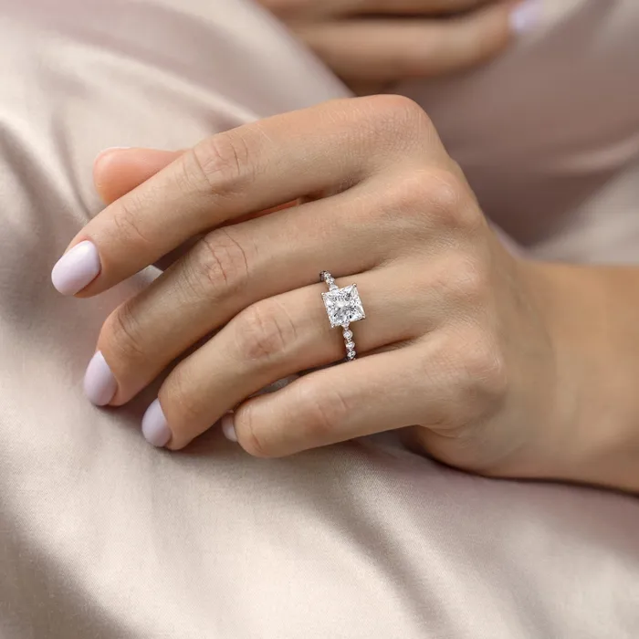 Rings Flawless Moissanite Princess Cut Moissanite Shoulder Set Ring With Hidden Halo Rings Flawless Moissanite Princess Cut Moissanite Shoulder Set Ring With Hidden Halo