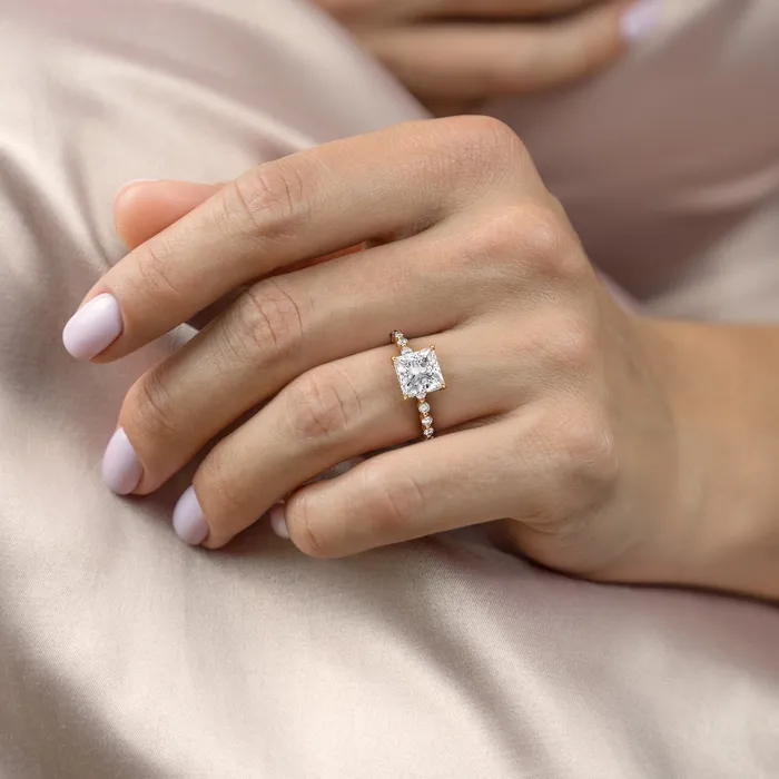 Rings Flawless Moissanite Princess Cut Moissanite Shoulder Set Ring With Hidden Halo Rings Flawless Moissanite Princess Cut Moissanite Shoulder Set Ring With Hidden Halo