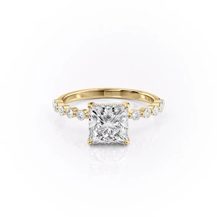 Rings Flawless Moissanite Princess Cut Moissanite Shoulder Set Ring With Hidden Halo Rings Flawless Moissanite Princess Cut Moissanite Shoulder Set Ring With Hidden Halo