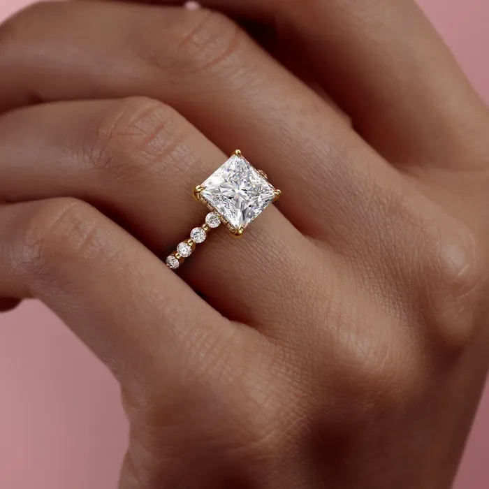 Rings Flawless Moissanite Princess Cut Moissanite Shoulder Set Ring With Hidden Halo Rings Flawless Moissanite Princess Cut Moissanite Shoulder Set Ring With Hidden Halo