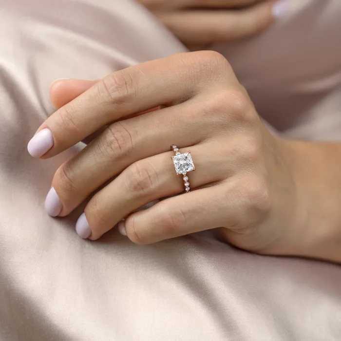 Rings Flawless Moissanite Princess Cut Moissanite Shoulder Set Ring With Hidden Halo Rings Flawless Moissanite Princess Cut Moissanite Shoulder Set Ring With Hidden Halo