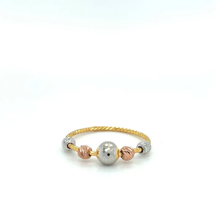 Rings Gold Palace 22K TriTone Gold Laser Cut Beaded Ring