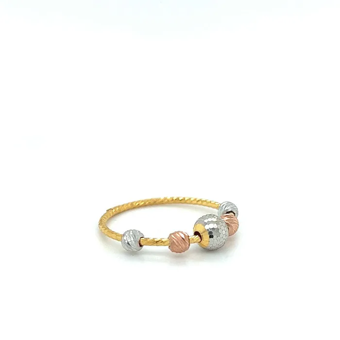 Rings Gold Palace 22K TriTone Gold Laser Cut Beaded Ring