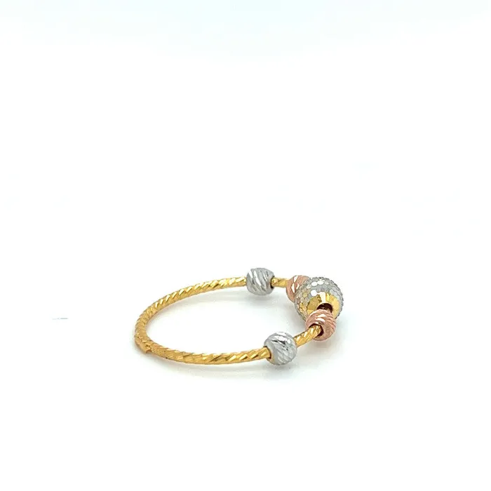 Rings Gold Palace 22K TriTone Gold Laser Cut Beaded Ring