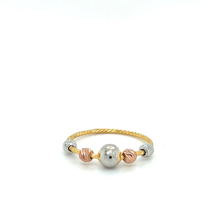 Rings Gold Palace 22K TriTone Gold Laser Cut Beaded Ring