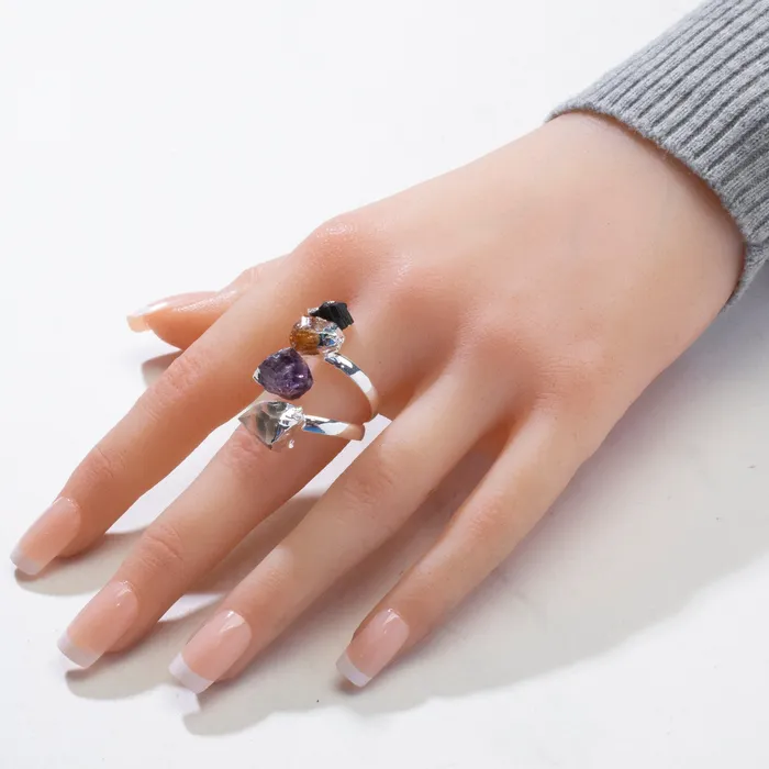 Rings KALIFANO Adjustable MultiGemstone Silver Ring
