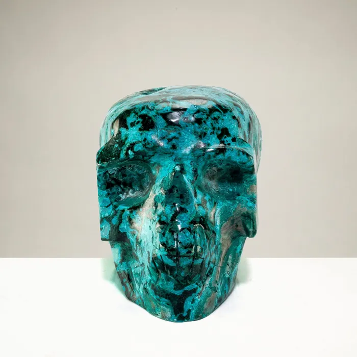 Rings Kalifano Chrysocolla Skull Carving 5 918g