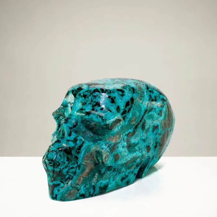 Rings Kalifano Chrysocolla Skull Carving 5 918g