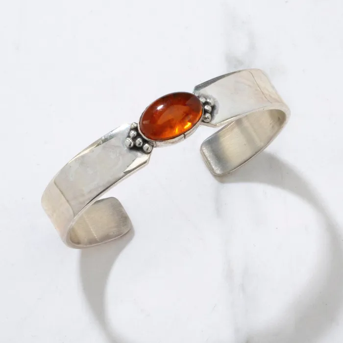 Rings Kalifano Gabriel Yazzie Navajo Amber USA Native American Made 925 Sterling Silver Cuff Rings Kalifano Gabriel Yazzie Navajo Amber USA Native American Made 925 Sterling Silver Cuff