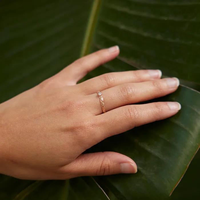 Rings Living Heirloom Ring in Rose Gold with Diamonds 3mm Maui Divers Jewelry