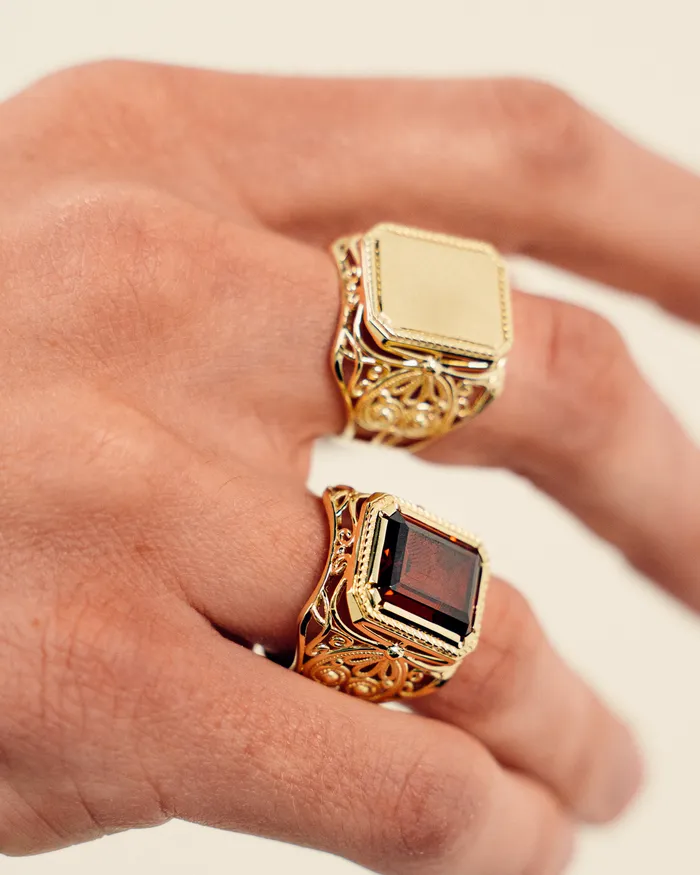 Rings LJ Fancy Spade Signet Style Ring