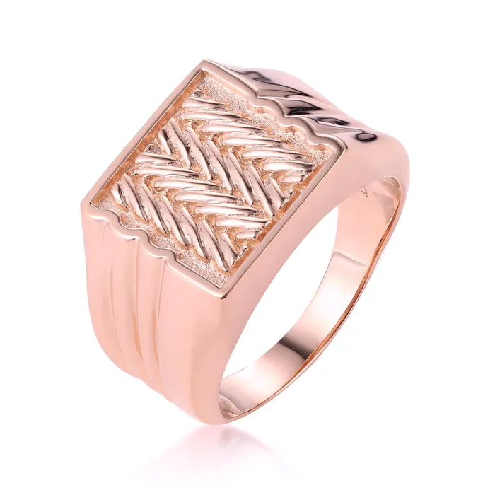 Rings LJ Herringbone Pattern Signet Ring