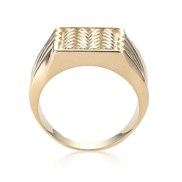 Rings LJ Herringbone Pattern Signet Ring
