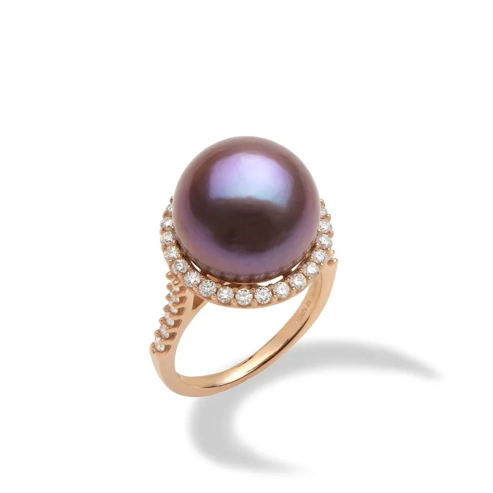 Rings Maui Divers Jewelry Ultraviolet Freshwater Pearl Ring in Rose Gold with Diamonds 1415mm Rings Maui Divers Jewelry Ultraviolet Freshwater Pearl Ring in Rose Gold with Diamonds 1415mm