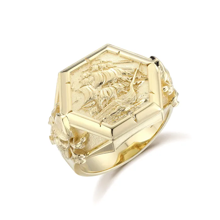 Rings Nautical Pirate Ship Signet ring LJ