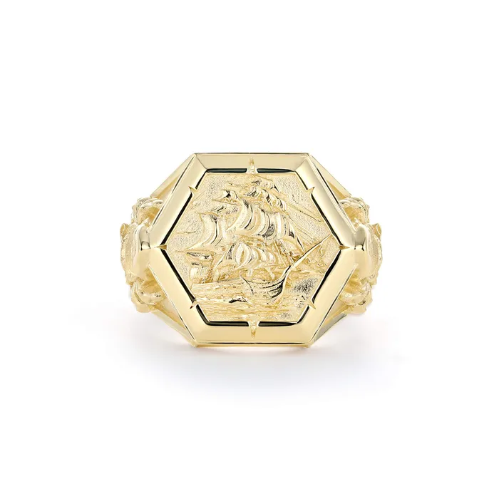 Rings Nautical Pirate Ship Signet ring LJ