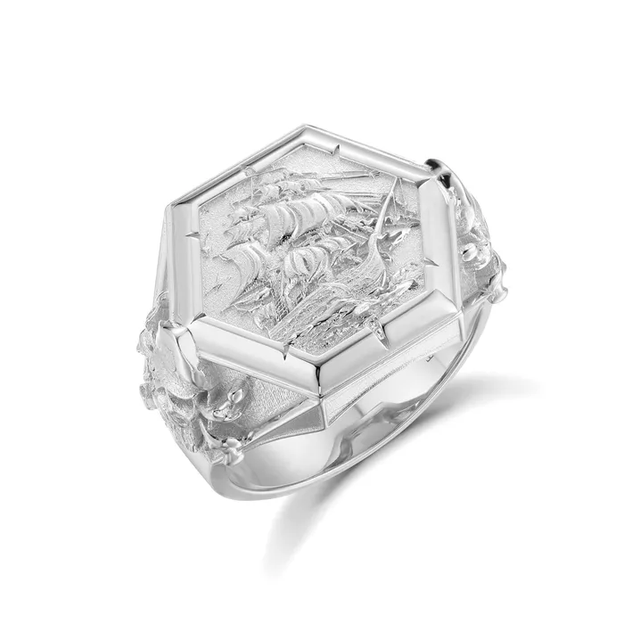 Rings Nautical Pirate Ship Signet ring LJ
