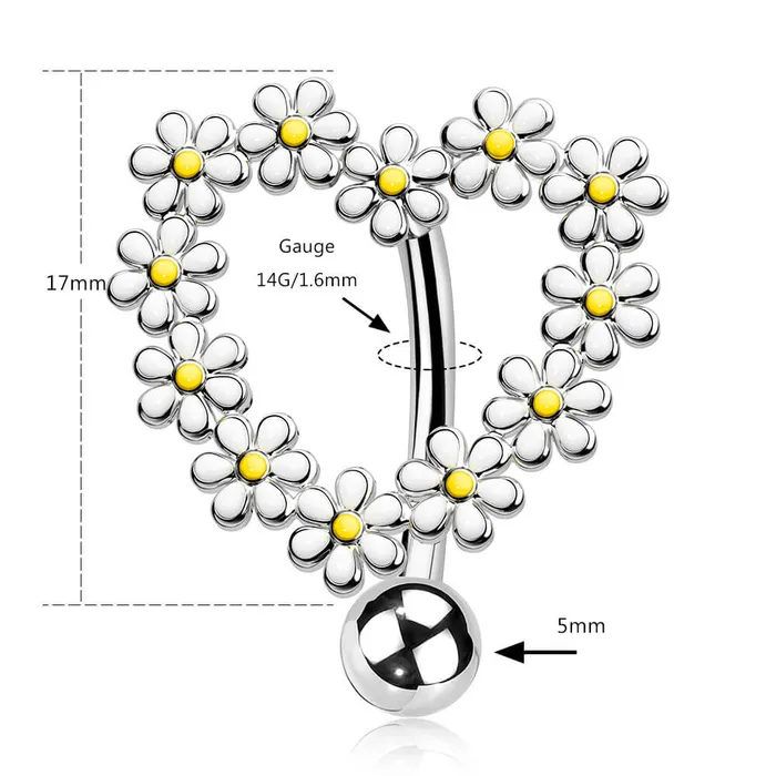 Rings OUFER BODY JEWELRY 14G Daisy Design Belly Button Ring Rings OUFER BODY JEWELRY 14G Daisy Design Belly Button Ring