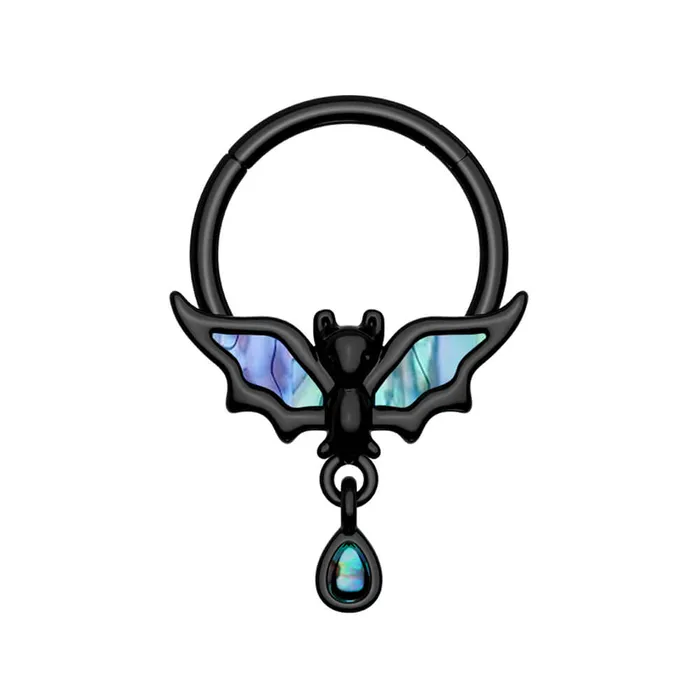 Rings OUFER BODY JEWELRY 16G Abalone Shell Bat Dangle Hinged Segment Septum Ring Rings OUFER BODY JEWELRY 16G Abalone Shell Bat Dangle Hinged Segment Septum Ring