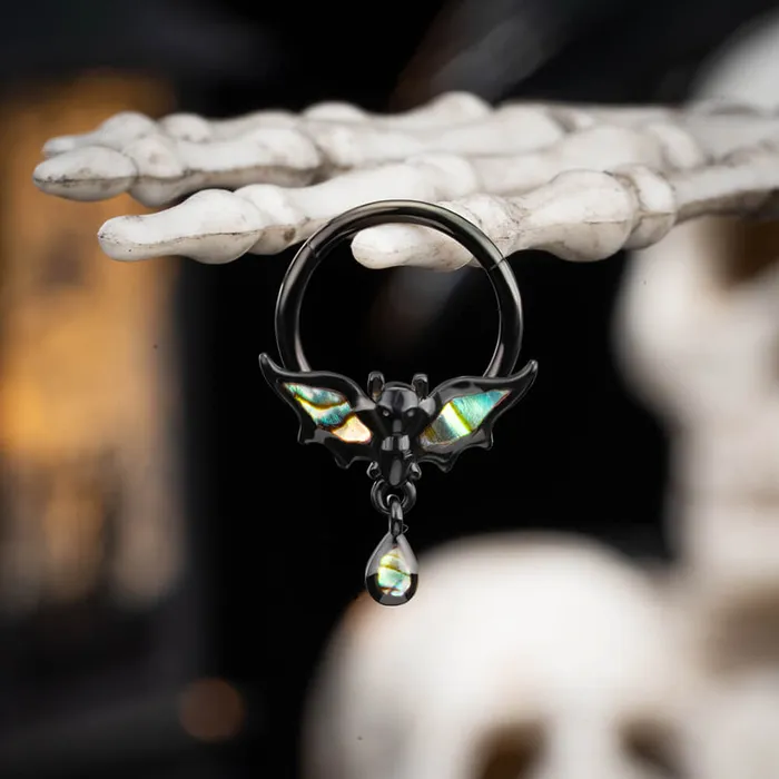 Rings OUFER BODY JEWELRY 16G Abalone Shell Bat Dangle Hinged Segment Septum Ring Rings OUFER BODY JEWELRY 16G Abalone Shell Bat Dangle Hinged Segment Septum Ring