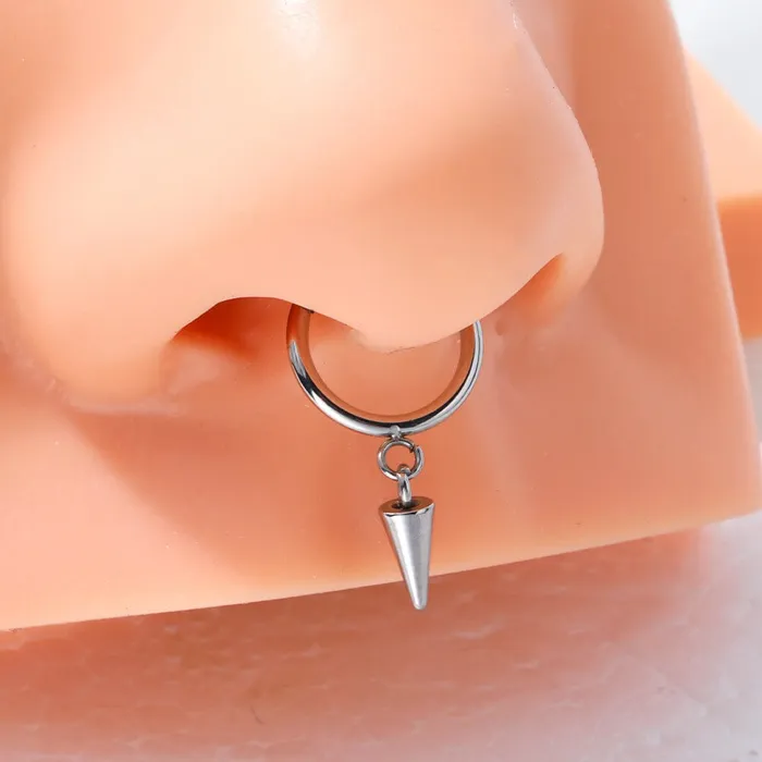 Rings OUFER BODY JEWELRY 16G Dangle Spike Hinged Segment Septum Ring