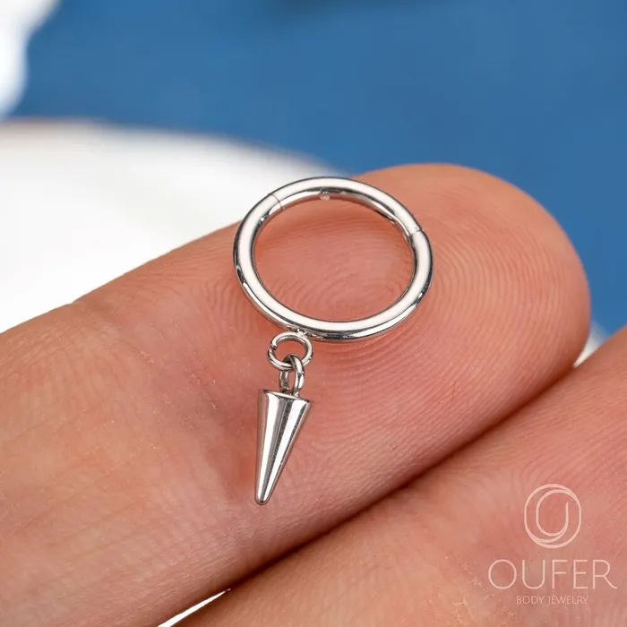 Rings OUFER BODY JEWELRY 16G Dangle Spike Hinged Segment Septum Ring