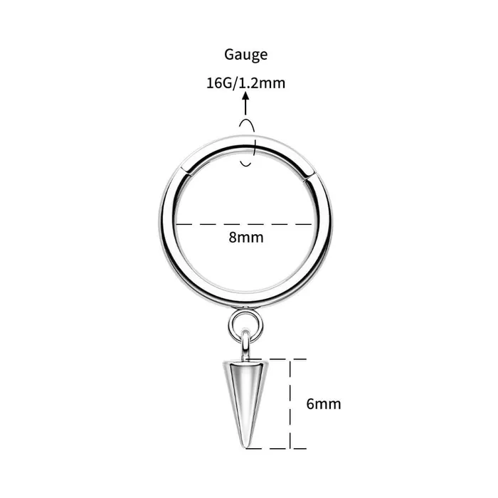 Rings OUFER BODY JEWELRY 16G Dangle Spike Hinged Segment Septum Ring