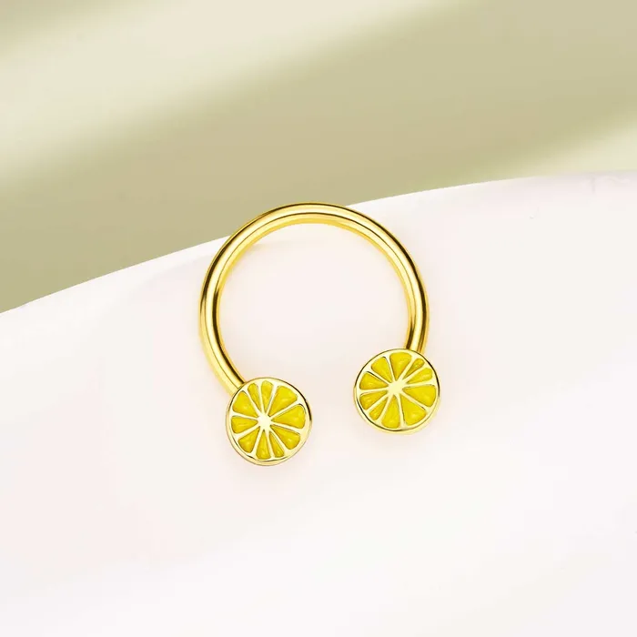 Rings OUFER BODY JEWELRY 16G Lemon Slice Horseshoe Septum Ring Rings OUFER BODY JEWELRY 16G Lemon Slice Horseshoe Septum Ring