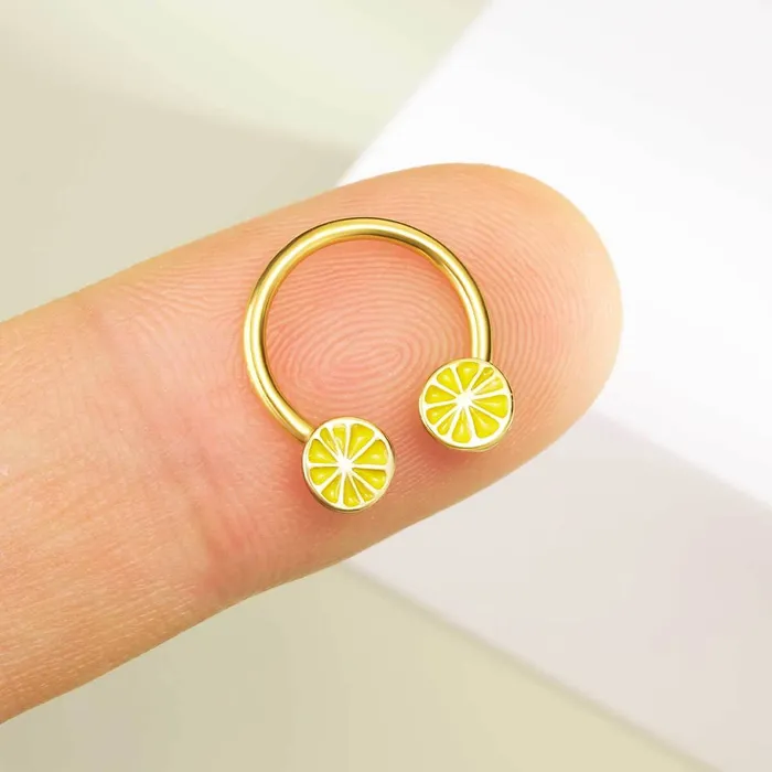 Rings OUFER BODY JEWELRY 16G Lemon Slice Horseshoe Septum Ring Rings OUFER BODY JEWELRY 16G Lemon Slice Horseshoe Septum Ring