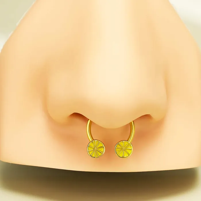 Rings OUFER BODY JEWELRY 16G Lemon Slice Horseshoe Septum Ring Rings OUFER BODY JEWELRY 16G Lemon Slice Horseshoe Septum Ring