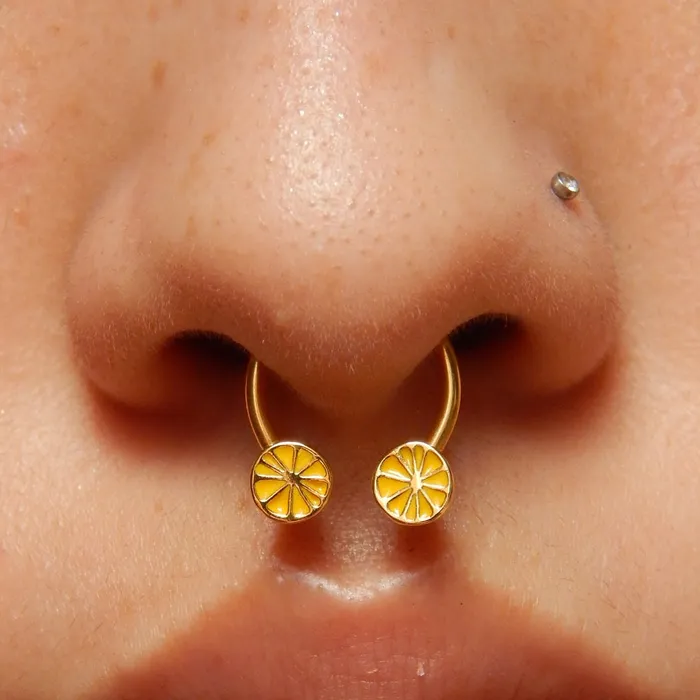 Rings OUFER BODY JEWELRY 16G Lemon Slice Horseshoe Septum Ring Rings OUFER BODY JEWELRY 16G Lemon Slice Horseshoe Septum Ring
