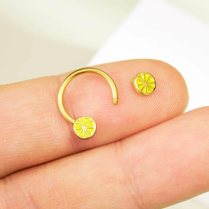 Rings OUFER BODY JEWELRY 16G Lemon Slice Horseshoe Septum Ring Rings OUFER BODY JEWELRY 16G Lemon Slice Horseshoe Septum Ring