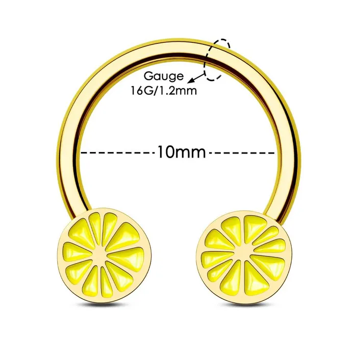 Rings OUFER BODY JEWELRY 16G Lemon Slice Horseshoe Septum Ring Rings OUFER BODY JEWELRY 16G Lemon Slice Horseshoe Septum Ring