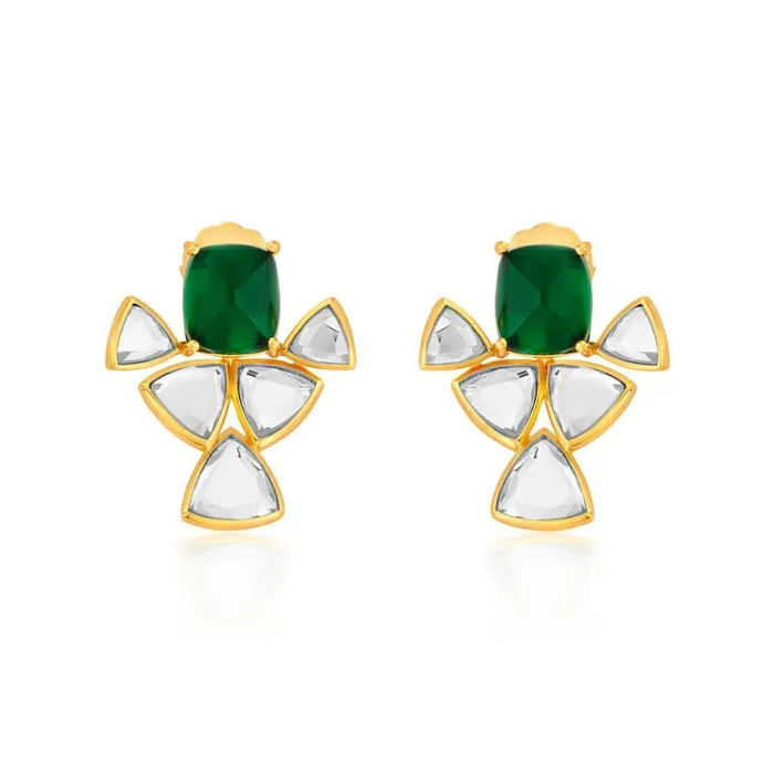 Shiza Mirror Hydro Emerald Geometric Earrings Isharya Modern Indian Jewelry Earrings Shiza Mirror Hydro Emerald Geometric Earrings Isharya Modern Indian Jewelry Earrings