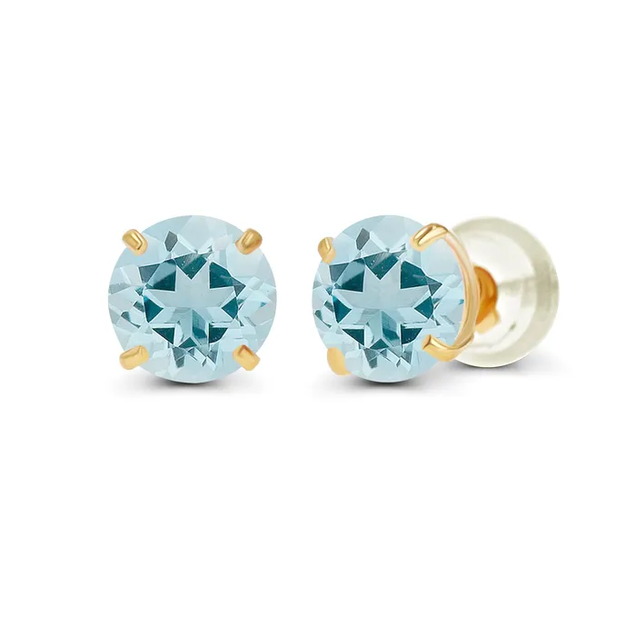 Silver Earrings Genuine 14K Gold Plated Solid 925 Sterling Silver 4mm Round Genuine Birthstone Gemstone Hypoallergenic Stud Earrings For Women and Girls Silver Earrings Genuine 14K Gold Plated Solid 925 Sterling Silver 4mm Round Genuine Birthstone Gemstone Hypoallergenic Stud Earrings For Women and Girls