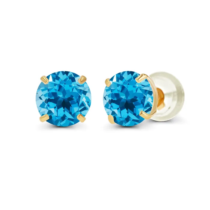 Silver Earrings Genuine 14K Gold Plated Solid 925 Sterling Silver 4mm Round Genuine Birthstone Gemstone Hypoallergenic Stud Earrings For Women and Girls Silver Earrings Genuine 14K Gold Plated Solid 925 Sterling Silver 4mm Round Genuine Birthstone Gemstone Hypoallergenic Stud Earrings For Women and Girls