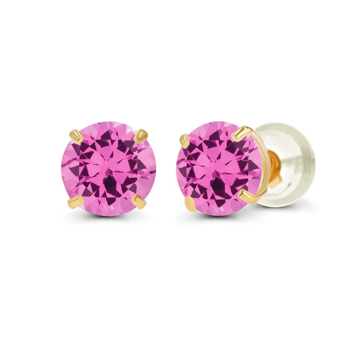Silver Earrings Genuine 14K Gold Plated Solid 925 Sterling Silver 4mm Round Genuine Birthstone Gemstone Hypoallergenic Stud Earrings For Women and Girls Silver Earrings Genuine 14K Gold Plated Solid 925 Sterling Silver 4mm Round Genuine Birthstone Gemstone Hypoallergenic Stud Earrings For Women and Girls