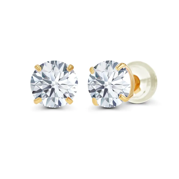 Silver Earrings Genuine 14K Gold Plated Solid 925 Sterling Silver 4mm Round Genuine Birthstone Gemstone Hypoallergenic Stud Earrings For Women and Girls Silver Earrings Genuine 14K Gold Plated Solid 925 Sterling Silver 4mm Round Genuine Birthstone Gemstone Hypoallergenic Stud Earrings For Women and Girls
