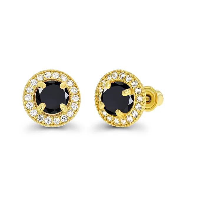 Silver Earrings Sterling Silver Rhodium 45mm Amethyst 1mm Created White Sapphire Milgrain Halo Screwback Earrings Silver Earrings Sterling Silver Rhodium 45mm Amethyst 1mm Created White Sapphire Milgrain Halo Screwback Earrings