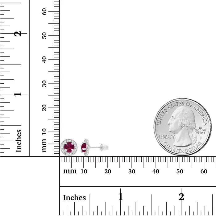 Silver Earrings Sterling Silver Rhodium 45mm Amethyst 1mm Created White Sapphire Milgrain Halo Screwback Earrings Silver Earrings Sterling Silver Rhodium 45mm Amethyst 1mm Created White Sapphire Milgrain Halo Screwback Earrings