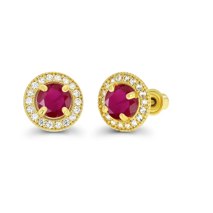 Silver Earrings Sterling Silver Rhodium 45mm Amethyst 1mm Created White Sapphire Milgrain Halo Screwback Earrings Silver Earrings Sterling Silver Rhodium 45mm Amethyst 1mm Created White Sapphire Milgrain Halo Screwback Earrings
