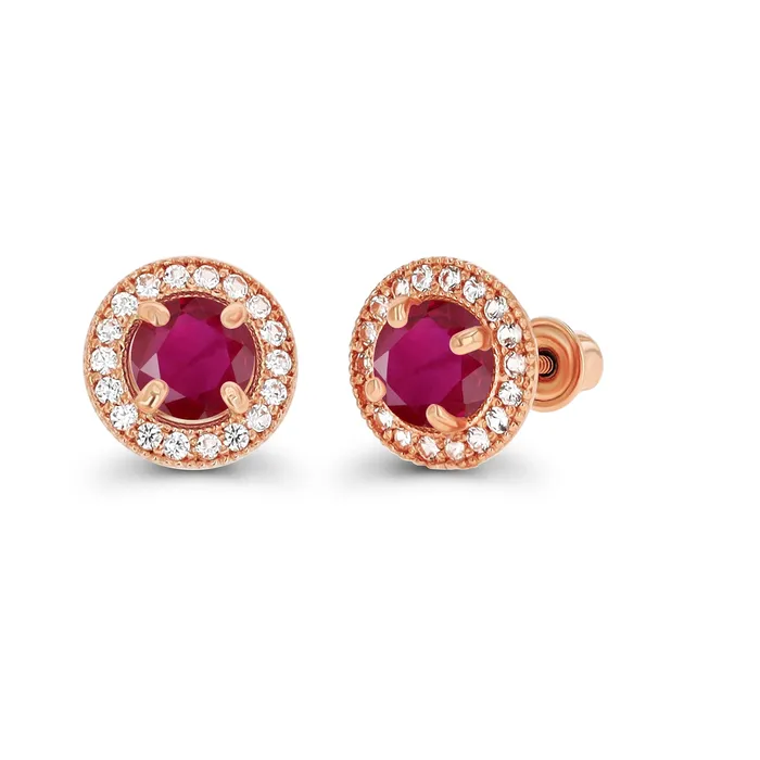 Silver Earrings Sterling Silver Rhodium 45mm Amethyst 1mm Created White Sapphire Milgrain Halo Screwback Earrings Silver Earrings Sterling Silver Rhodium 45mm Amethyst 1mm Created White Sapphire Milgrain Halo Screwback Earrings