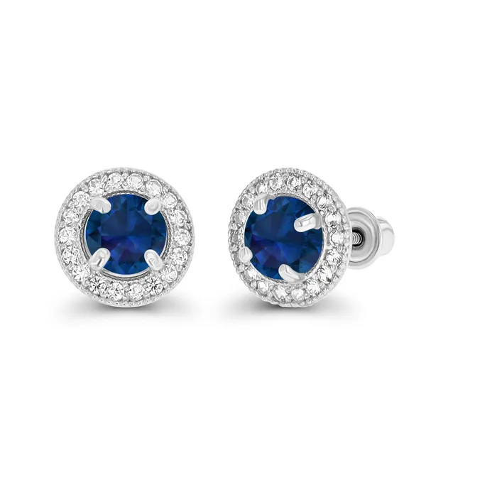Silver Earrings Sterling Silver Rhodium 45mm Amethyst 1mm Created White Sapphire Milgrain Halo Screwback Earrings Silver Earrings Sterling Silver Rhodium 45mm Amethyst 1mm Created White Sapphire Milgrain Halo Screwback Earrings