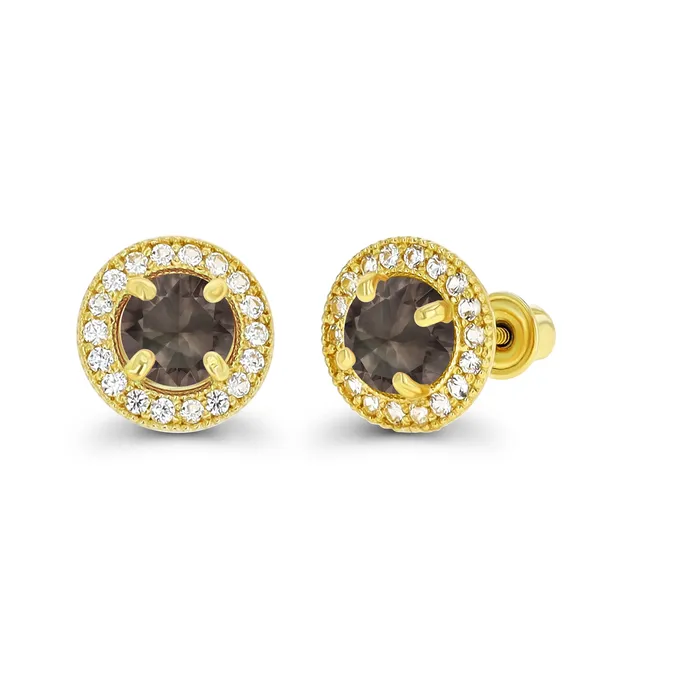 Silver Earrings Sterling Silver Rhodium 45mm Amethyst 1mm Created White Sapphire Milgrain Halo Screwback Earrings Silver Earrings Sterling Silver Rhodium 45mm Amethyst 1mm Created White Sapphire Milgrain Halo Screwback Earrings