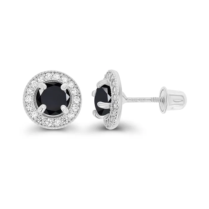 Silver Earrings Sterling Silver Rhodium 45mm Amethyst 1mm Created White Sapphire Milgrain Halo Screwback Earrings Silver Earrings Sterling Silver Rhodium 45mm Amethyst 1mm Created White Sapphire Milgrain Halo Screwback Earrings